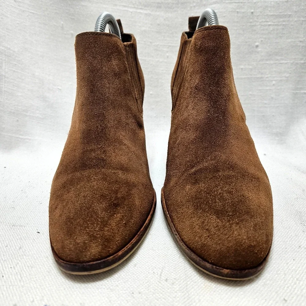 Michael Kors Chelsea Boots Womens 7.5 Brown Suede Stacked Block Heel Booties Y2K